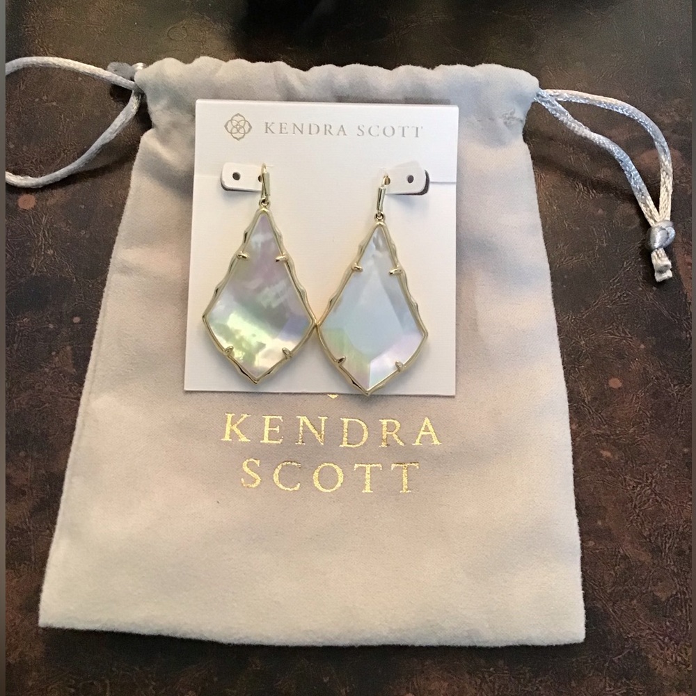 Large Kendra Scott Alex Faceted Gold Drop Earrings